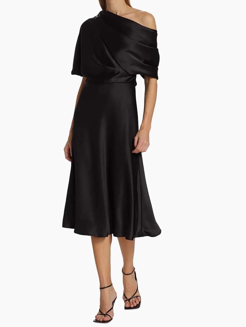 Amsale Draped Satin One-Shoulder Midi-Dress Size 0 NWT